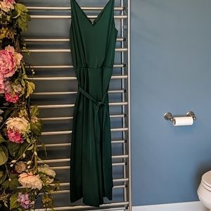 H&M satin emerald green formal jumpsuit romper
